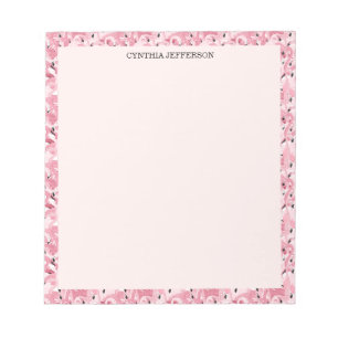 Personalized Name Pink Flamingo Tropical Pattern Notepad