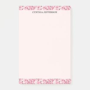Personalized Name Pink Flamingo Tropical Pattern Post-it Notes
