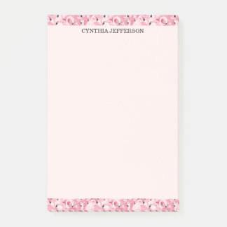 Personalized Name Pink Flamingo Tropical Pattern Post-it Notes