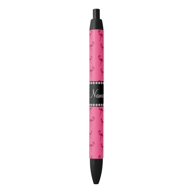 Personalized name pink flamingos pen (Front Vertical)