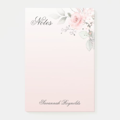 Personalized Name PINK FLORAL ROSES  Notepad