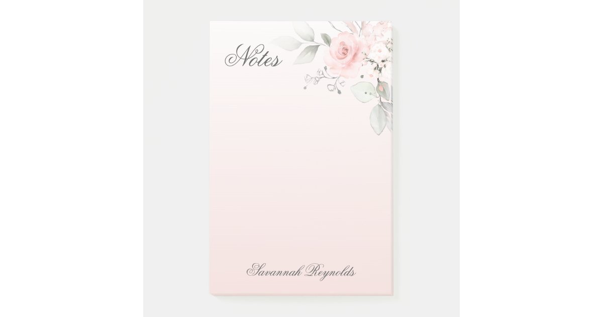 Personalized Name PINK FLORAL ROSES Notepad | Zazzle