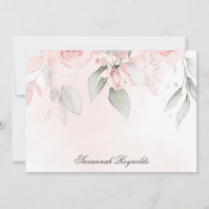 Personalized Name PINK FLORAL ROSES Notepad Note Card