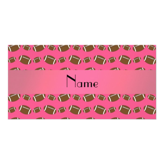 Personalized name pink footballs picture card