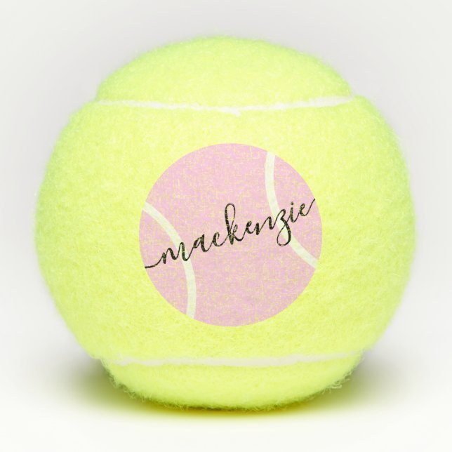 Personalized Name Pink Girly Design  Tennis Balls (Front)