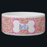 Personalized Name Pink Glitter Bone Bowl<br><div class="desc">This design was created from my one-of-a-kind fluid acrylic painting. It may be personalized by clicking the customize button and changing the name, initials or words. You may also change the text color and style or delete the text for an image only design. Contact me at colorflowcreations@gmail.com if you with...</div>
