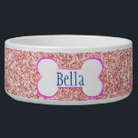 Personalized Name Pink Glitter Bone Bowl<br><div class="desc">This design was created from my one-of-a-kind fluid acrylic painting. It may be personalized by clicking the customize button and changing the name, initials or words. You may also change the text color and style or delete the text for an image only design. Contact me at colorflowcreations@gmail.com if you with...</div>