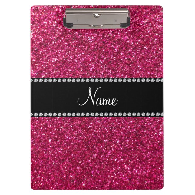 Personalized name pink glitter clipboard (Front)