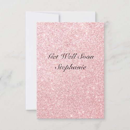 Personalized Name Pink Glitter Get Well Soon Card