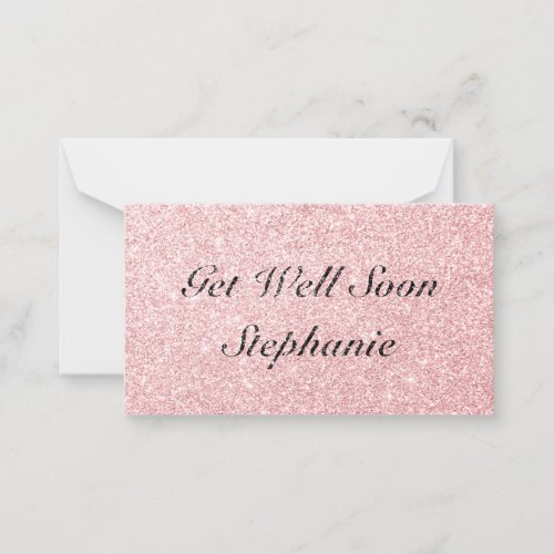 Personalized Name Pink Glitter Get Well Soon Card