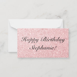Personalized Name Pink Glitter Girls Birthday Card
