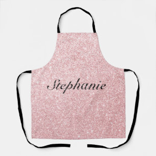 Personalized Name Pink Glitter Sparkle Style Apron
