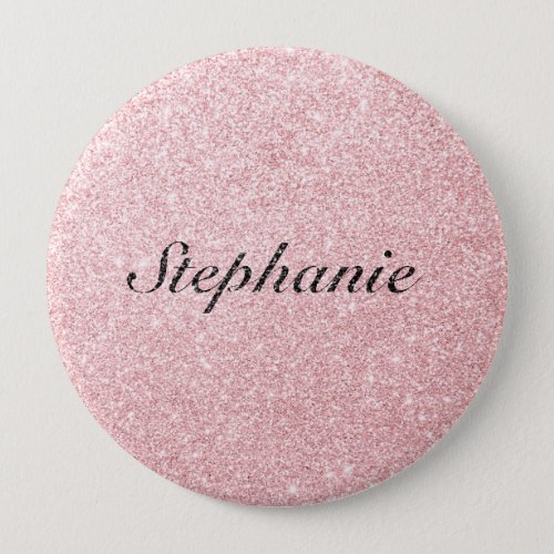 Personalized Name Pink Glitter Sparkle Style Button