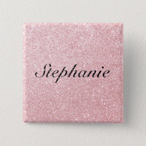 Personalized Name Pink Glitter Sparkle Style Button