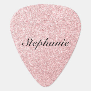 Personalized Name Pink Glitter Sparkle Style Guitar Pick