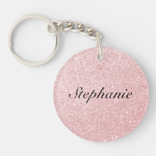 Personalized Name Pink Glitter Sparkle Style Keychain