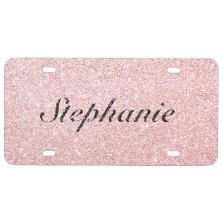 Personalized Name Pink Glitter Sparkle Style License Plate