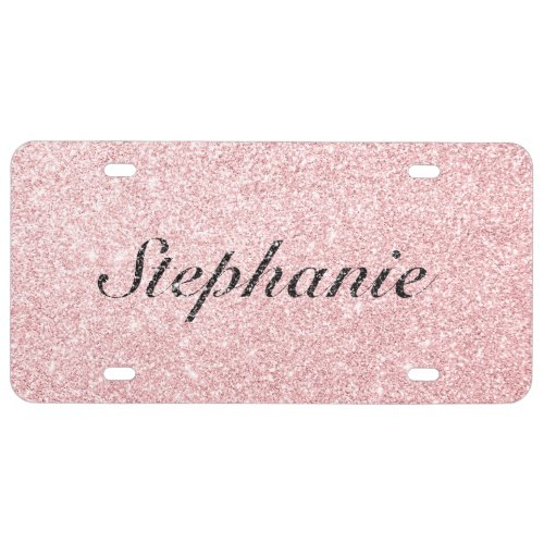 Personalized Name Pink Glitter Sparkle Style License Plate