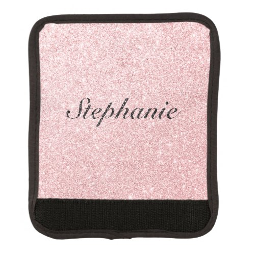 Personalized Name Pink Glitter Sparkle Style Luggage Handle Wrap
