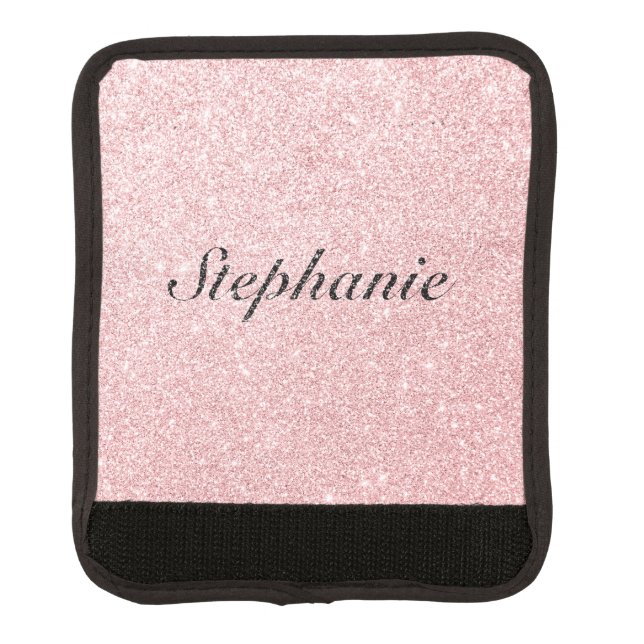 Personalized Name Pink Glitter Sparkle Style Luggage Handle Wrap (Front)