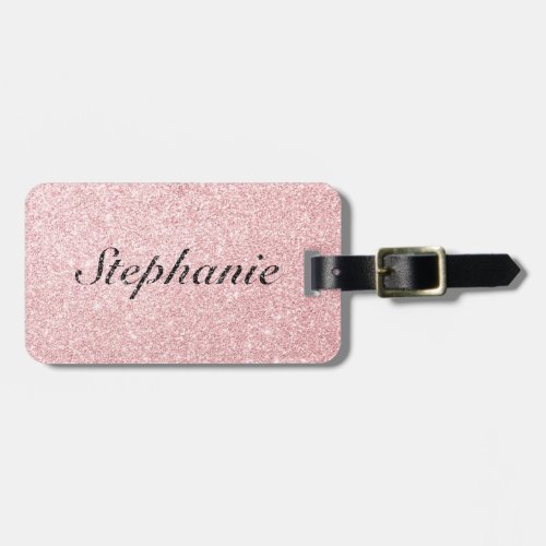 Personalized Name Pink Glitter Sparkle Style Luggage Tag