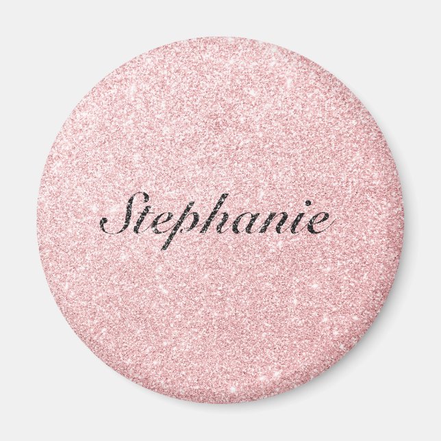 Personalized Name Pink Glitter Sparkle Style Magnet (Front)