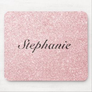 Personalized Name Pink Glitter Sparkle Style Mouse Pad