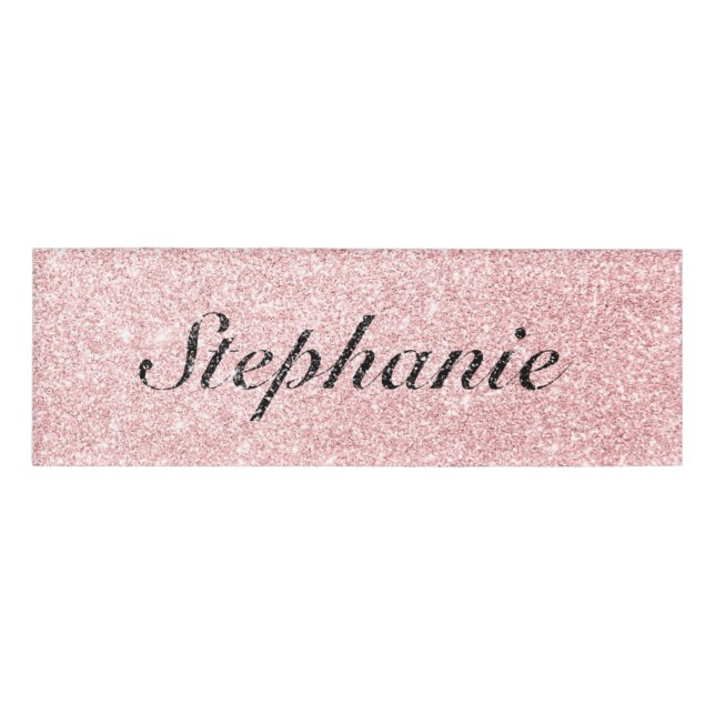 Personalized Name Pink Glitter Sparkle Style Name Tag (Front)