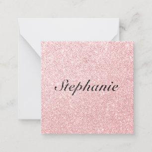 Personalized Name Pink Glitter Sparkle Style Note Card