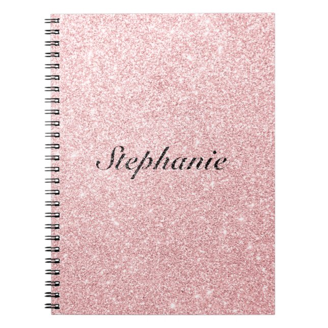 Personalized Name Pink Glitter Sparkle Style Notebook (Front)