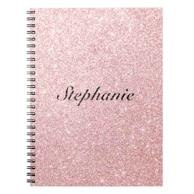 Personalized Name Pink Glitter Sparkle Style Notebook | Zazzle