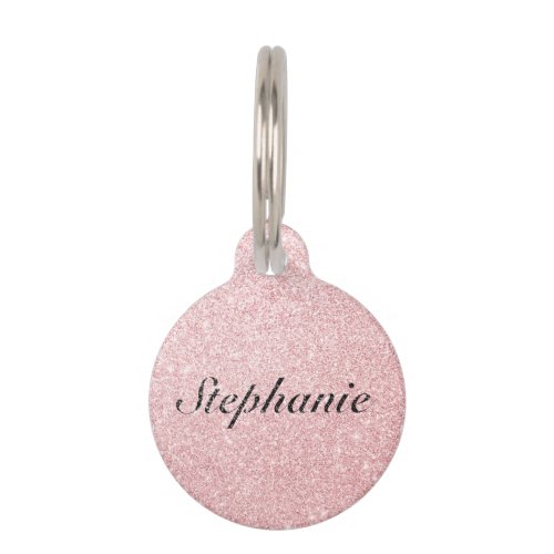 Personalized Name Pink Glitter Sparkle Style Pet ID Tag