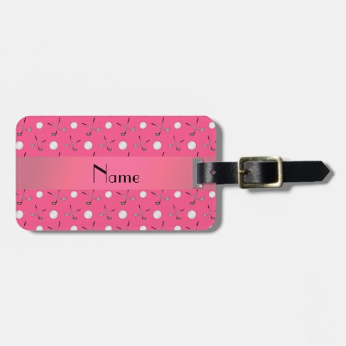 Personalized name pink golf balls luggage tag
