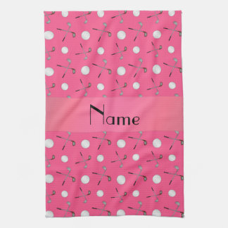 Personalized name pink golf balls towel