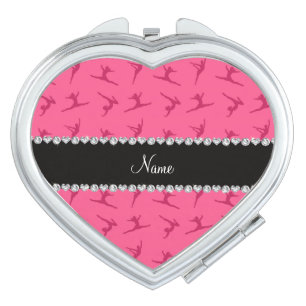 Personalized name pink gymnastics pattern vanity mirror
