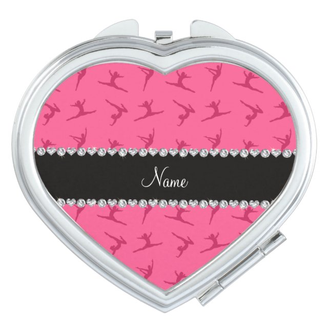 Personalized name pink gymnastics pattern vanity mirror (Front)