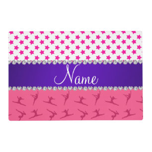Personalized name pink gymnastics pink stars placemat