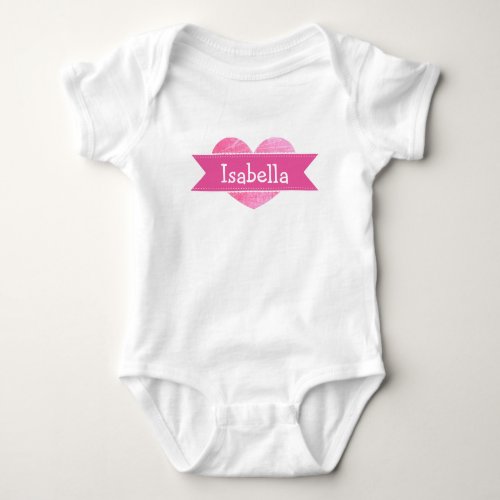Personalized Name Pink heart Baby Girl Bodysuit