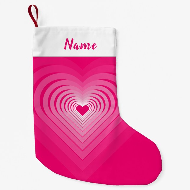 Personalized Name Pink Heart Christmas Stocking (Front)