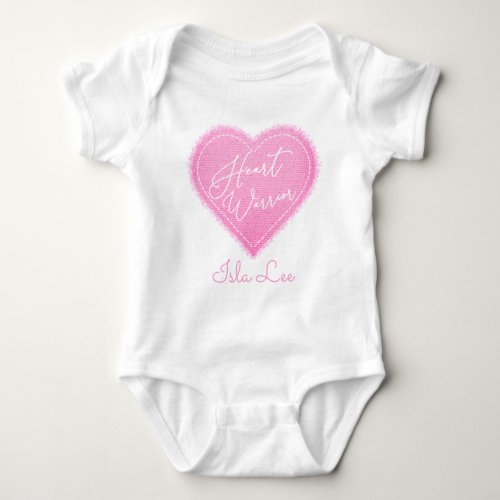 Personalized Name Pink Heart Warrior  Baby Bodysuit