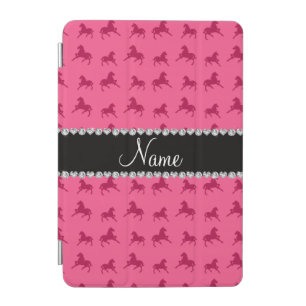 Personalized name pink horse pattern iPad mini cover