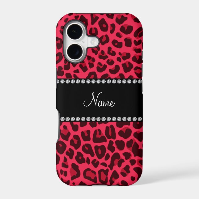 Personalized name pink leopard pattern iphone case (Back)