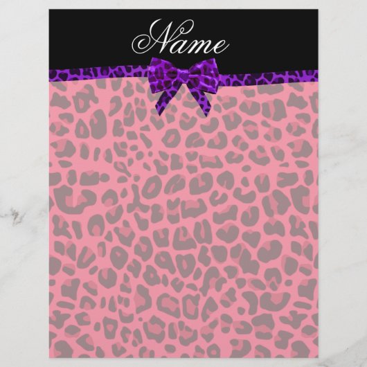 Personalized name pink leopard print purple bow (Front)