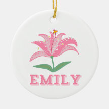 Personalized name pink lily flower baby