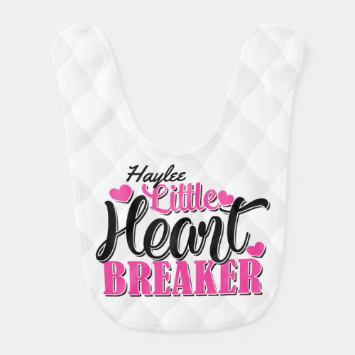 Personalized NAME Pink Little Heart Breaker Baby Bib