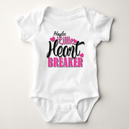 Personalized NAME Pink Little Heart Breaker Baby Bodysuit