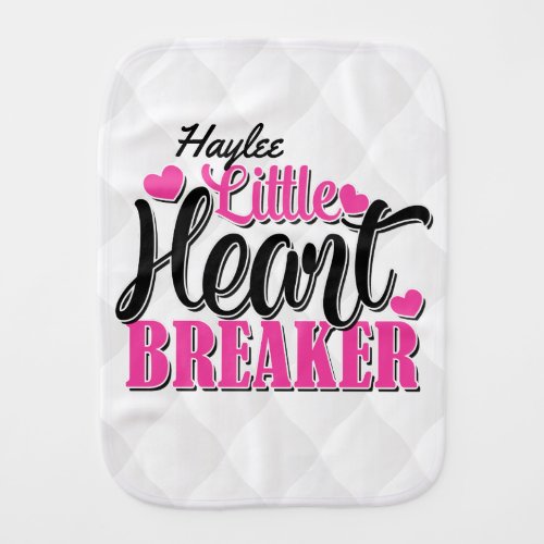 Personalized NAME Pink Little Heart Breaker Baby Burp Cloth