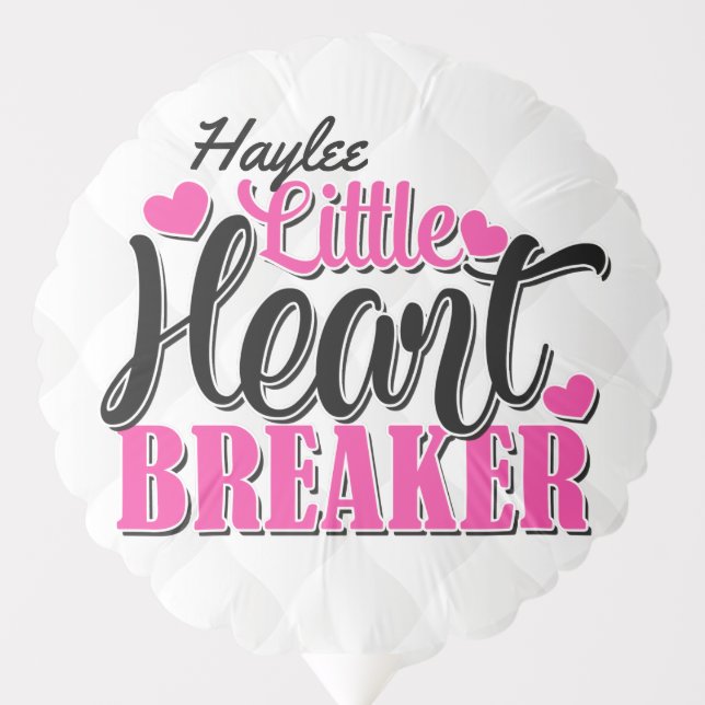 Personalized NAME Pink Little Heart Breaker Balloon (Front)