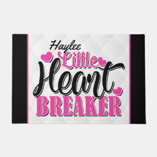 Personalized NAME Pink Little Heart Breaker Doormat