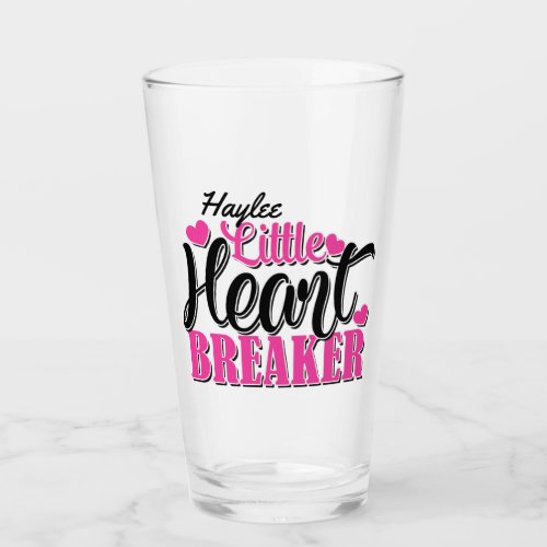Personalized NAME Pink Little Heart Breaker Glass